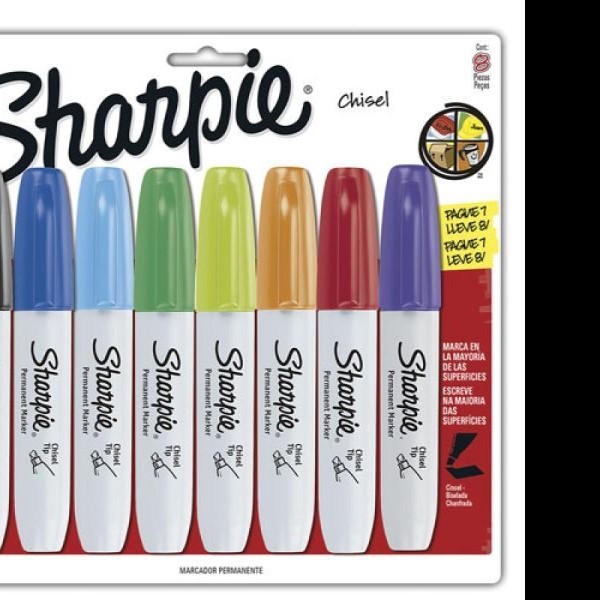 MARCADOR PERM. GRUESO PLAST. SHARPIE BL. C8 COL. SURT 12